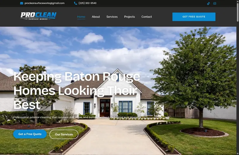 ProClean Surface Works exterior cleaning website, Baton Rouge